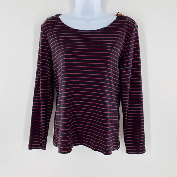 Jones New York Signature Striped Long Sleeve Top M - Picture 1 of 7
